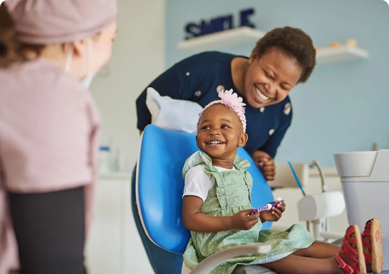 Happy toddler at dental appointment